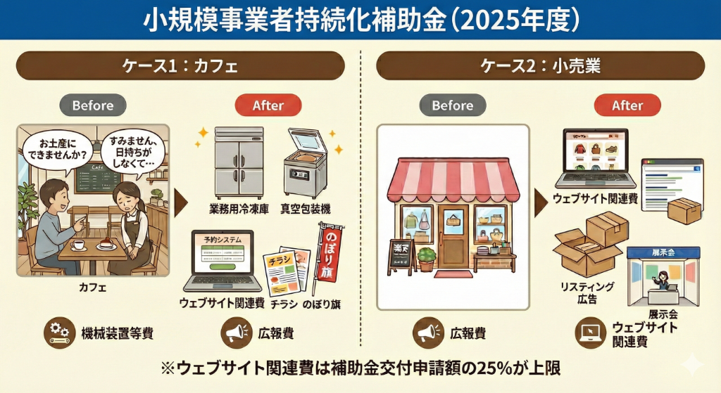 小規模事業者持続化補助金の活用事例イメージ